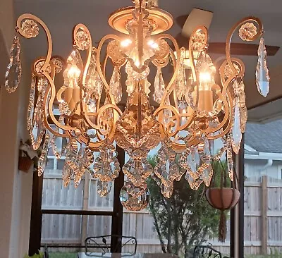 Vintage Schonbek Versailles 2784 Crystal Heirloom Golden Flush Mount Chandelier • $1250