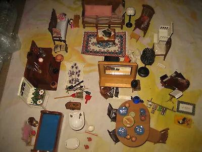 Vintage Wood Dollhouse Miniature Furniture & Accessories • $55