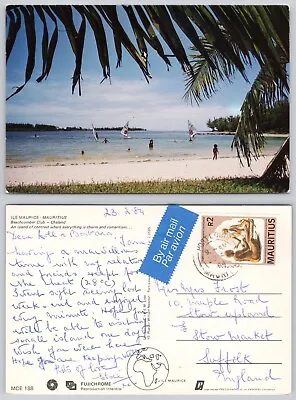 C26455 Beachcomber Club Chaland  Mauritius  Postcard 1984 Stamp • £1.79