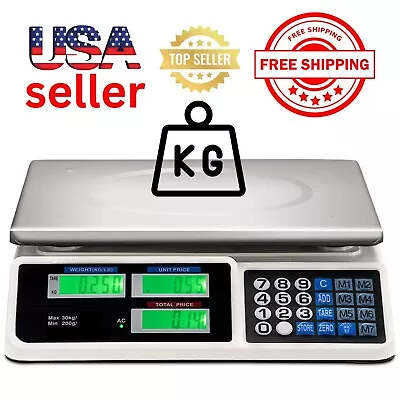 Digital Weight Price Scale 30KG Computing Food Meat Scale Produce Deli • $34.99