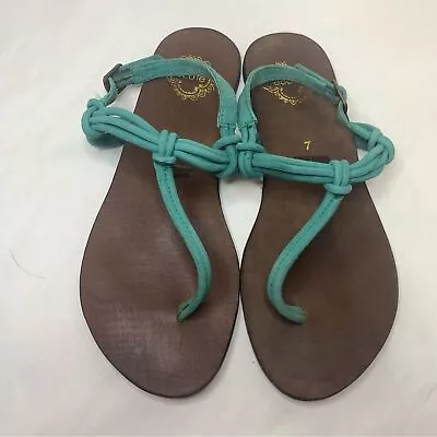 Ecote Boho Leather Rope Sandals Teal • $26