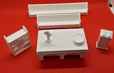 O Scale Church Furniture Alter And Pews White-unpainted • $22.25