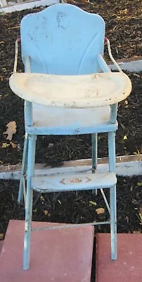 Vintage (1950s?) AMSCO Light Blue With White Tray 28.5  Metal Doll High Chair • $32.50