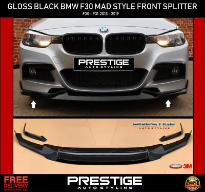 £169.99 • Buy Gloss Black Front Splitter For Bmw 3 Series F30 F31 M Sport Mad Style Lip