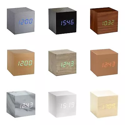 LED Sound Activated Alarm Clock Gingko Cube Click Clock With Date & Temperature  • £29.99