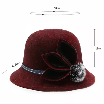 Women Vintage Elegant Felt Bowler Hat Winter Spring Party Warm Bucket Basin Hat • $25.88