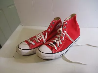 Made USA Converse Chuck Taylor High Top Red Canvas Shoes Vintage Men 9- Women 11 • $75.99