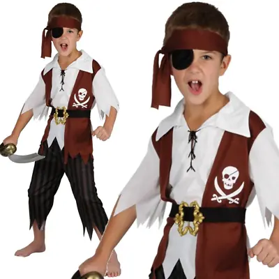 Cutthroat Pirate Caribbean Fancy Dress Costume Child Kids Boys Male Age 3-13 • £11.49