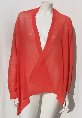 MOTH Anthropologie Orange Cotton + Thin Fine Knit Cardigan Sweater Size M EUC • $27.99