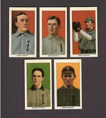 1909-1911 T206 INDIANAPOLIS INDIANS Complete 5~card Team REPRINT Set | CCC 1988 • $4.50