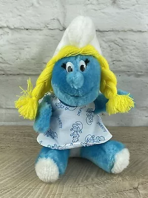 Smurfette 8  Plush Vintage 1981 Peyo Doll In Dress Wallace Berrie Stuffed • $13.45