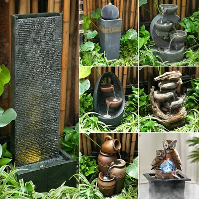 £85.95 • Buy Natural Slate Garden Water Feature LED Fountain Outdoor Electric Statue Decor UK