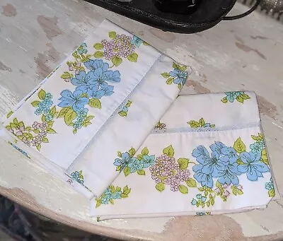 Vintage Hope Luxury 2 Standard Pillowcases Blue Hydrangea Floral Cottage Core • $14