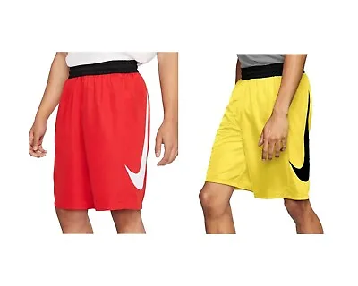 Mens Nike HBR Basketball Shorts Loose Fit Small Medium Large Red Yellow CU4327 • $9.99