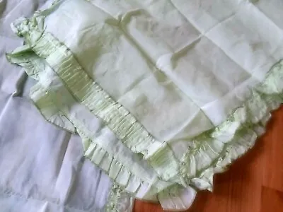 Vtg 3 Panels W/Tie Backs Ruffled Cape Cod Lime Green Unused Curtains 72  L 30  W • $29.99