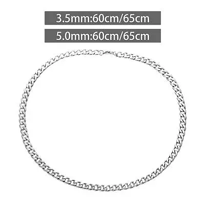 Cuban Link Chain Silver Trendy Titanium Steel Cuban Chain Necklace Solid • $15.51