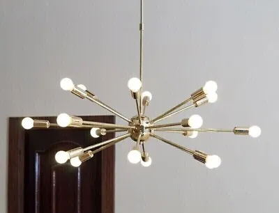 Mid Century Brass Sputnik Chandelier 18 Arms Modern Pendant Lamp Ceiling Light • $311.36