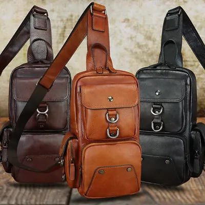 Sling Bag For Men Genuine Leather Crossbody Bag Backpack Handmade Chest Bag • $138