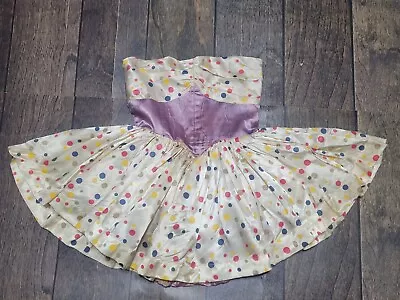 $261.89 • Buy Vintage 40s Burlesque Dress Costume Circus Ballet Dance Polkadot Showgirl Satin