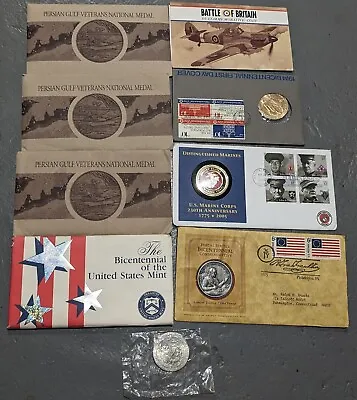 Lot Of 9 Medals Metals Battle Of Britain Persian Gulf Apollo 11 Lot Of 9 Metals! • $79.95