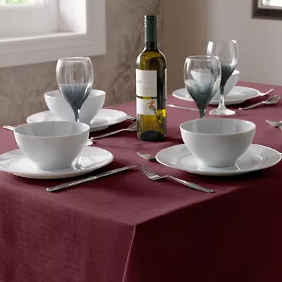 Plain Burgundy Red Tablecloth 90 X 90CM Linen Look Dining Kitchen Easy Care • £7.99