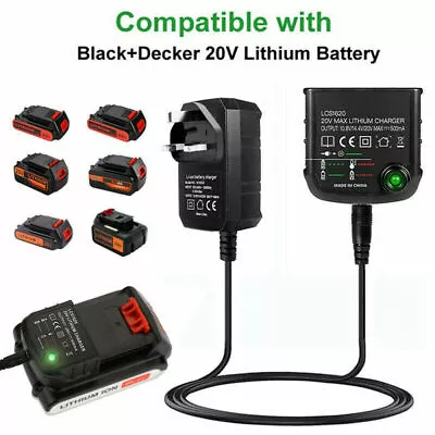 Battery Charger Lithium-Ion Replace For Black & Decker LBXR20 14.4V 18V / 20V • £7.99