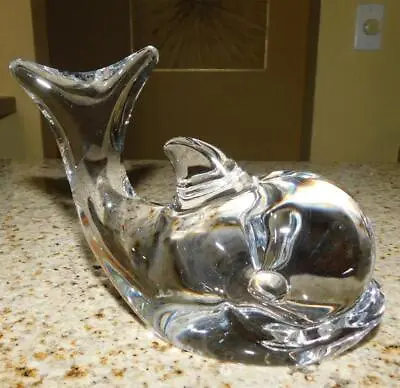 Rare Daum Made In France Crystal Clear Whale Figurine - No Scratches • $125