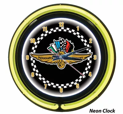 Indianapolis Indy 500 Racing Nascar  2 Ring Neon Clock • $89