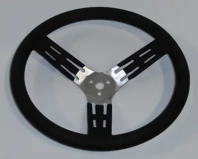 15  Aluminum 3 Bolt & Spoke Racing Steering Wheel W/ Black Rubber Grip 3  Dish • $49.50