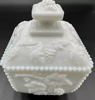 Westmoreland Milk Glass Covered Candy Dish W/ Lid - Beaded Grape • $10.95