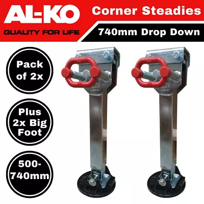 ALKO Drop Down Corner Steadies 740mm X2 With Big Foot Caravan Stabiliser Steady • $199