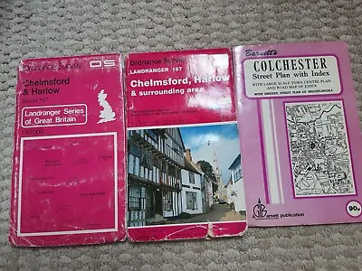 Old Maps Of Essex 1980s And 90s Chelmsford And Harlow 167 + Barnett's Colchester • £4