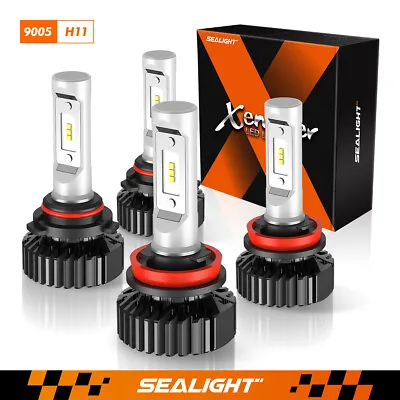 SEALIGHT H11 9005 LED Headlights Combo 4  High+Low Beam Bulbs 36000LM Bright Kit • $69.99