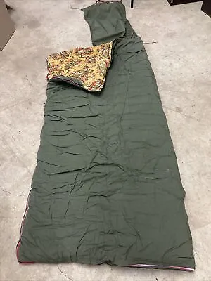 Vtg Coleman Sleeping Bag With Built In Pad - XL 3’x6’ Flannel Duck Hunter Lining • $33.99