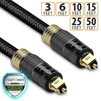 FosPower Braided Toslink Digital Fiber Optic Optical Audio Cable SPDIF Dolby DTS • $24.99