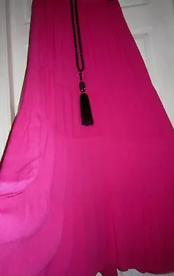 ITALY ~ LONG MAXI SKIRT 42 In / CAN BE USED AS A DRESS ~ ONESIZE ~ CERISE ~ BNWT • £14.95