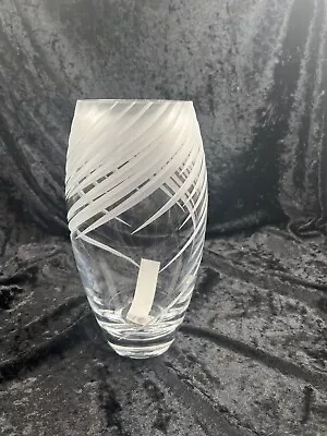 Mikasa Tempest Swirl Vase Etched 24% Lead Crystal Slovenia Rare Brilliant In Box • $20