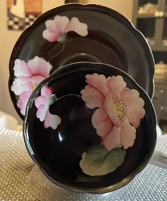 VINTAGE TEA CUP AND SAUCER HAND PAINTED OHASHI  1950s • $26