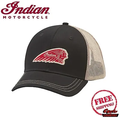 Genuine Indian Motorcycle Quality Men's Trucker Hat Black Free Shipping • $30.99