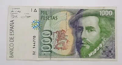 1992 / Banco De España Spain - 1000 Pesetas Banknote Serial No. 3Z 144770 • £6.99