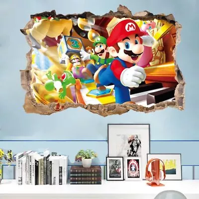 Cartoon 3D Broken Wall Mario Bros Wall StickersChildren Cartoon Ct20312j • $20.55