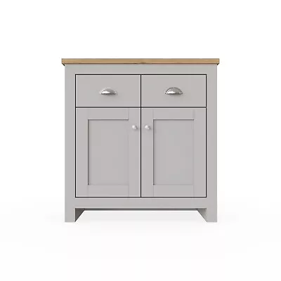 2 Doors 2 Drawer Sideboard Unit Storage Cabinet Compact  Cupboard Grey Oak • £86.99