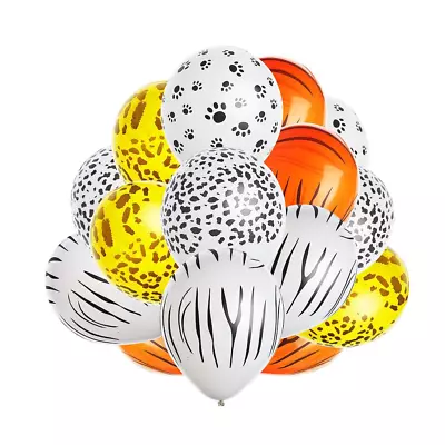 12  Safari Animal Print Latex Balloons Birthday Party Decorations Wild Decor • £2.76