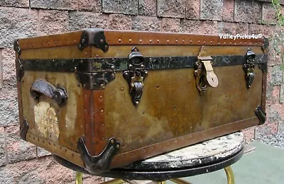 Industrial Military Steamer Trunk Chest W Tray Storage Repurpose Coffee Table • $375