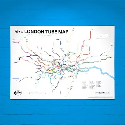 Real London Tube Map Poster - A Geographical Representation - London Underground • £14.99