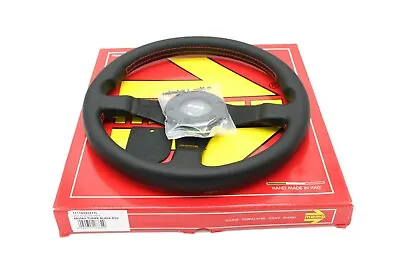 MOMO Tuner Black 320 Steering Wheel Leather Red Stitching 320mm Genuine NEW • $185.95