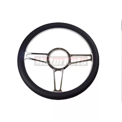 14  Black Chevy GM Hot Street Rod Steering Wheel Billet Aluminum 9 Hole Vintage • $165.99