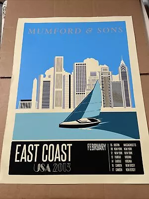 Mumford & Sons 2013 East Cost Concert Tour Poster NYC Skyline & Sailboat Graphic • $49.99