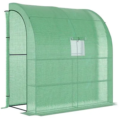£42.99 • Buy Outsunny Walk-In Lean To Wall Greenhouse W/Window&Door 200Lx 100W X 215Hcm Green