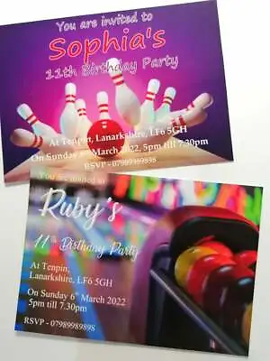 £3.99 • Buy NEW Personalised Ten Pin Bowling Birthday Party Invitations Party Bag Thank You 